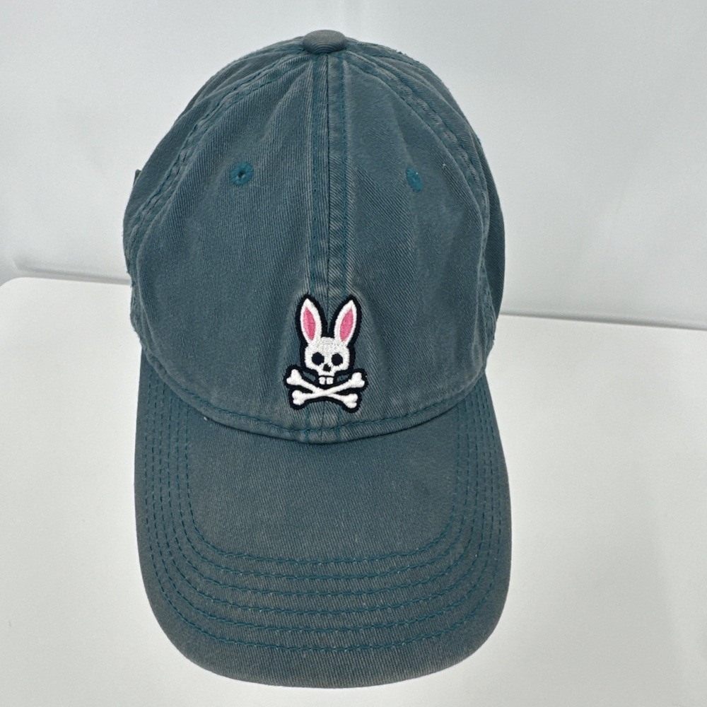 Psycho Bunny Men's One Size Cotton Turquoise Relaxed Fit Adjustable Dad Hat - Picture 2 of 11